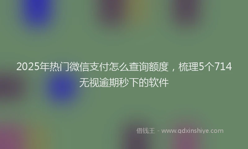 2025年热门微信支付怎么查询额度，梳理5个714无视逾期秒下的软件