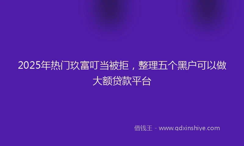 2025年热门玖富叮当被拒，整理五个黑户可以做大额贷款平台