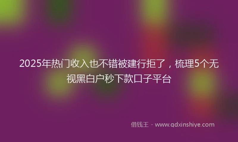 2025年热门收入也不错被建行拒了，梳理5个无视黑白户秒下款口子平台