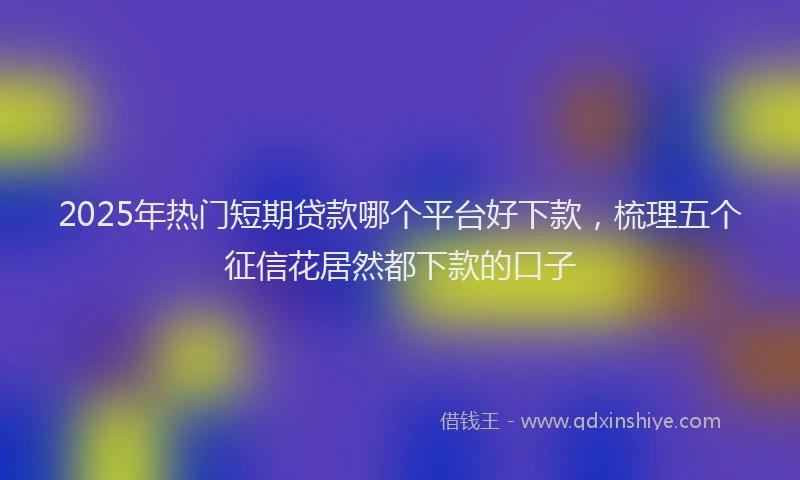 2025年热门短期贷款哪个平台好下款，梳理五个征信花居然都下款的口子