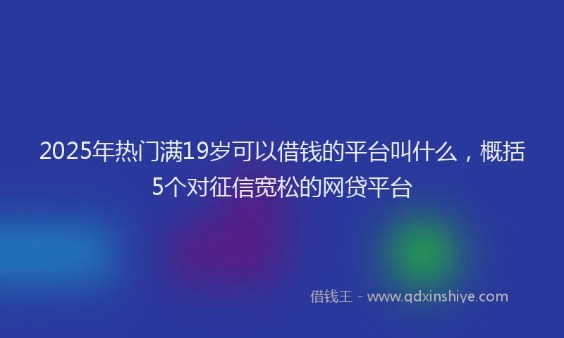 2025年热门满19岁可以借钱的平台叫什么，概括5个对征信宽松的网贷平台