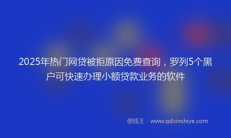 2025年热门网贷被拒原因免费查询，罗列5个黑户可快速办理小额贷款业务的软件