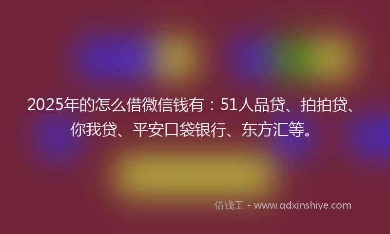 2025年的怎么借微信钱有：51人品贷、拍拍贷、你我贷、平安口袋银行、东方汇等。