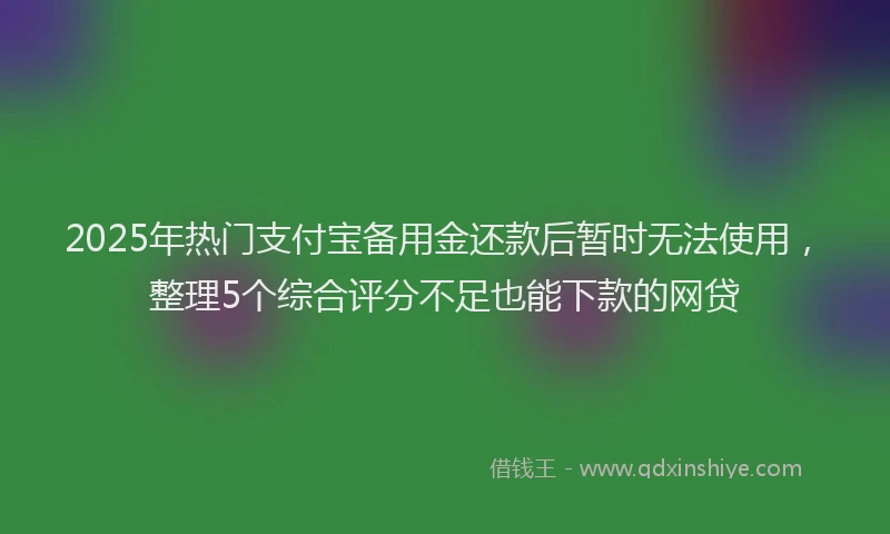 2025年热门支付宝备用金还款后暂时无法使用，整理5个综合评分不足也能下款的网贷