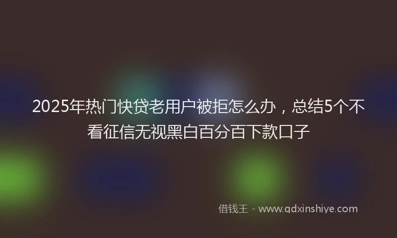 2025年热门快贷老用户被拒怎么办，总结5个不看征信无视黑白百分百下款口子