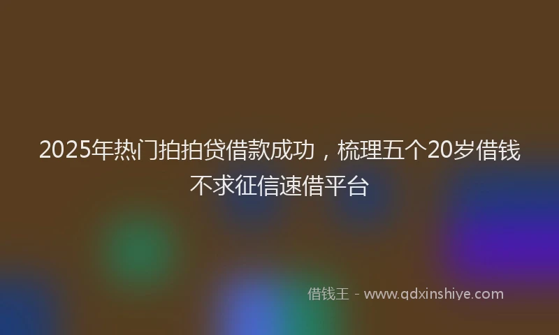 2025年热门拍拍贷借款成功，梳理五个20岁借钱不求征信速借平台
