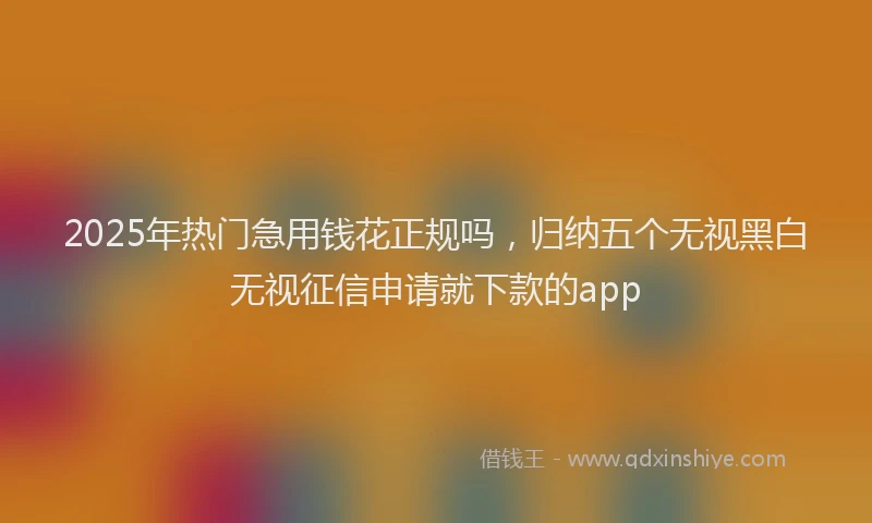 2025年热门急用钱花正规吗，归纳五个无视黑白无视征信申请就下款的app