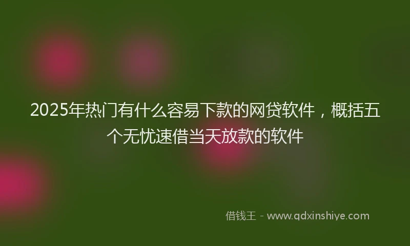 2025年热门有什么容易下款的网贷软件，概括五个无忧速借当天放款的软件