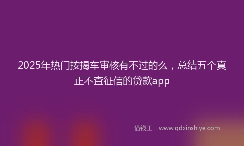 2025年热门按揭车审核有不过的么，总结五个真正不查征信的贷款app