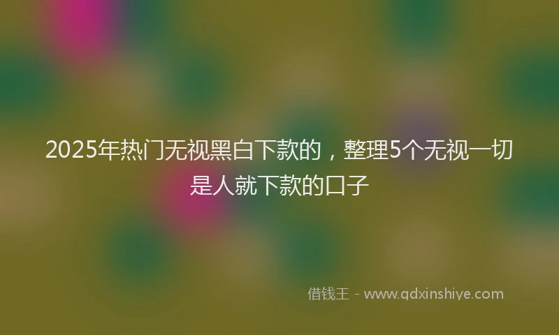 2025年热门无视黑白下款的，整理5个无视一切是人就下款的口子