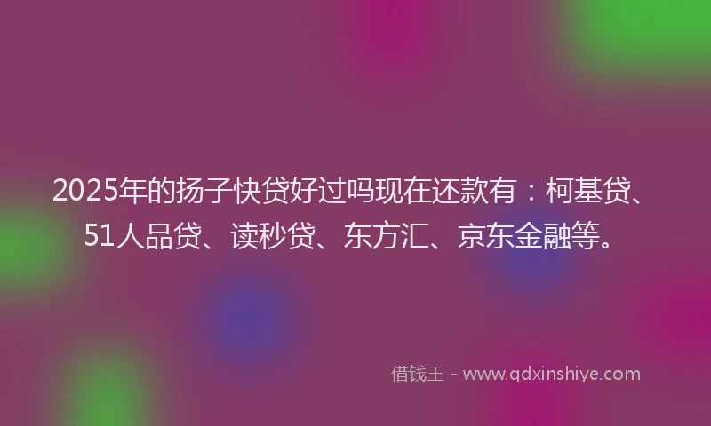 2025年的扬子快贷好过吗现在还款有：柯基贷、51人品贷、读秒贷、东方汇、京东金融等。