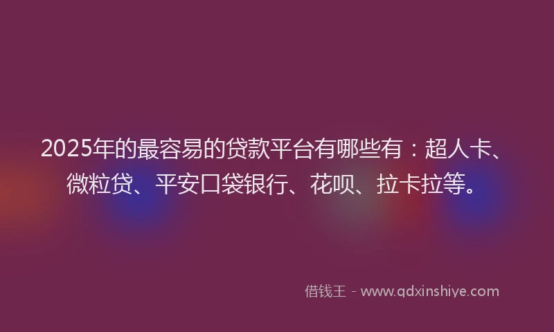 2025年的最容易的贷款平台有哪些有：超人卡、微粒贷、平安口袋银行、花呗、拉卡拉等。