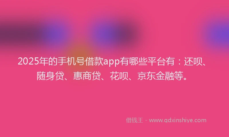 2025年的手机号借款app有哪些平台有：还呗、随身贷、惠商贷、花呗、京东金融等。