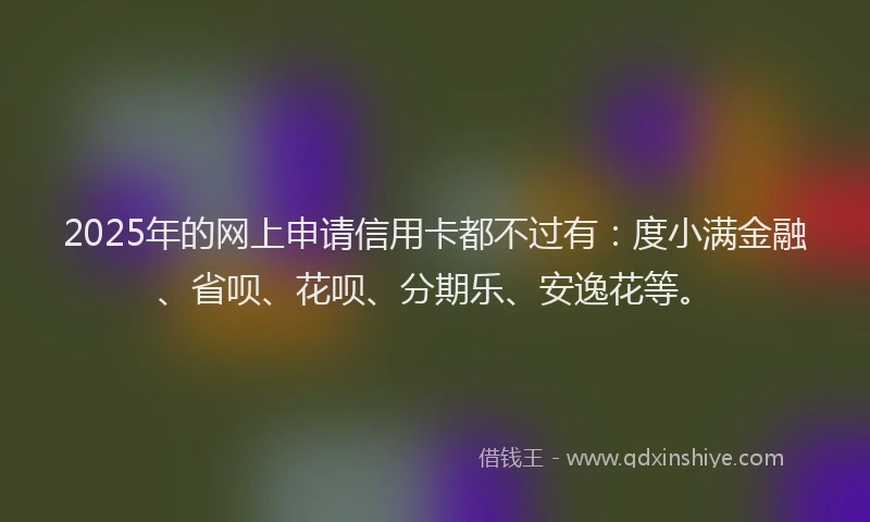 2025年的网上申请信用卡都不过有：度小满金融、省呗、花呗、分期乐、安逸花等。