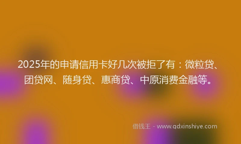 2025年的申请信用卡好几次被拒了有：微粒贷、团贷网、随身贷、惠商贷、中原消费金融等。