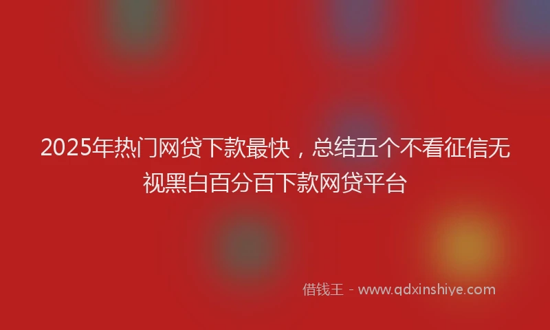 2025年热门网贷下款最快，总结五个不看征信无视黑白百分百下款网贷平台