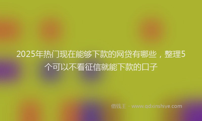 2025年热门现在能够下款的网贷有哪些，整理5个可以不看征信就能下款的口子