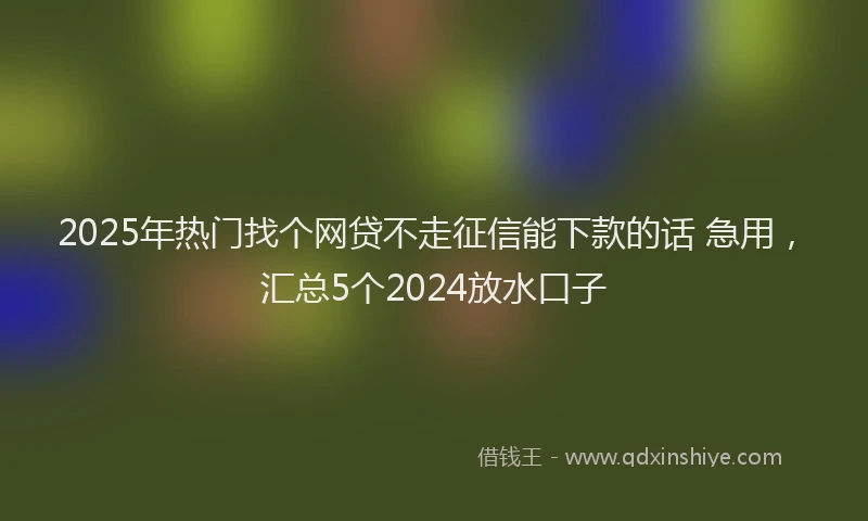 2025年热门找个网贷不走征信能下款的话 急用，汇总5个2024放水口子