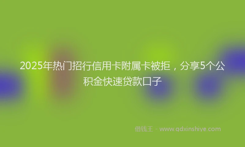 2025年热门招行信用卡附属卡被拒，分享5个公积金快速贷款口子