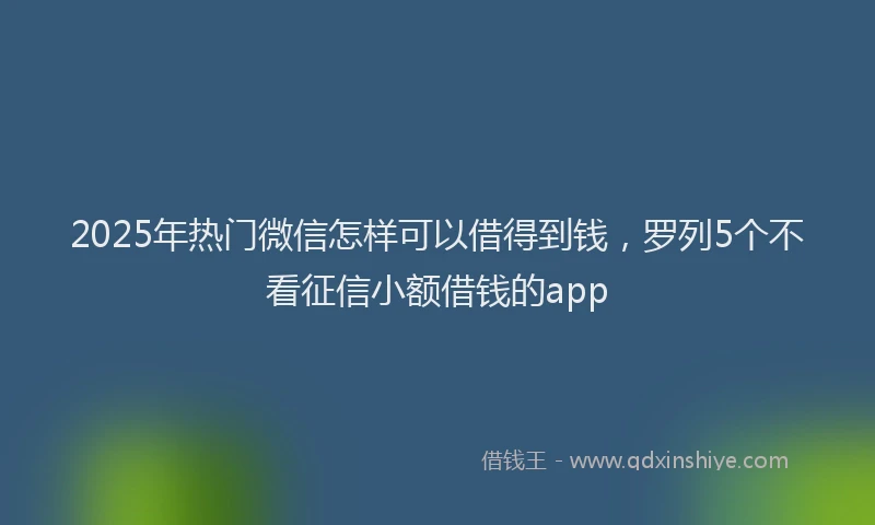 2025年热门微信怎样可以借得到钱，罗列5个不看征信小额借钱的app