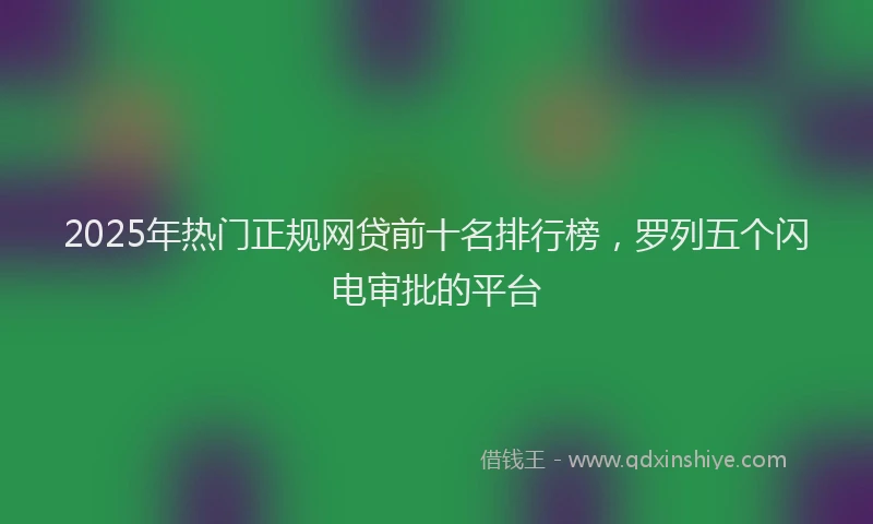 2025年热门正规网贷前十名排行榜，罗列五个闪电审批的平台