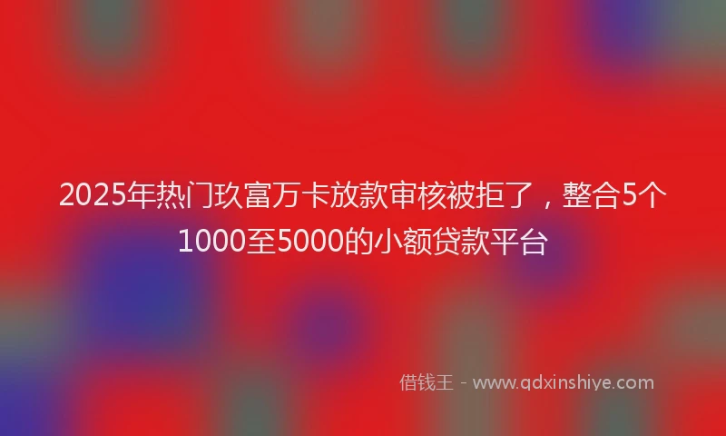 2025年热门玖富万卡放款审核被拒了，整合5个1000至5000的小额贷款平台