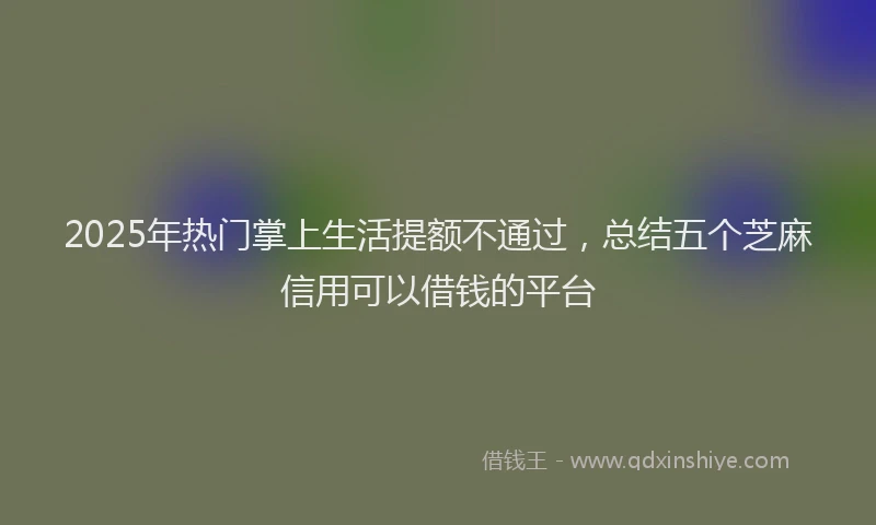 2025年热门掌上生活提额不通过，总结五个芝麻信用可以借钱的平台