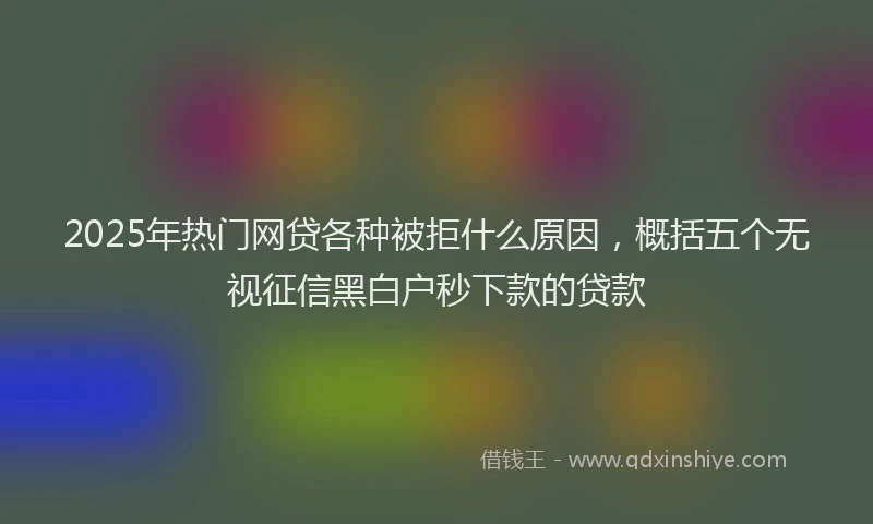2025年热门网贷各种被拒什么原因，概括五个无视征信黑白户秒下款的贷款