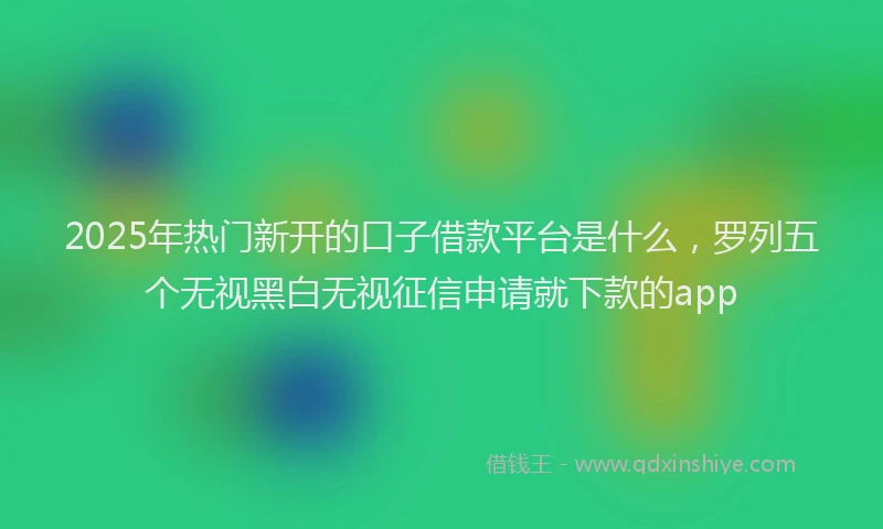 2025年热门新开的口子借款平台是什么，罗列五个无视黑白无视征信申请就下款的app