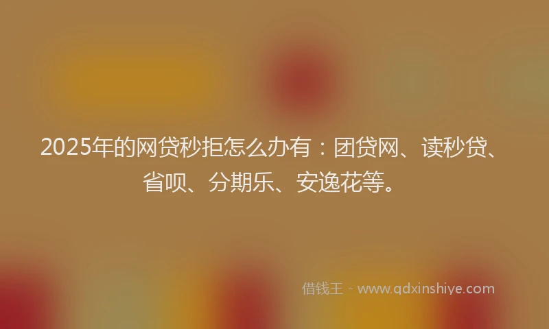 2025年的网贷秒拒怎么办有：团贷网、读秒贷、省呗、分期乐、安逸花等。