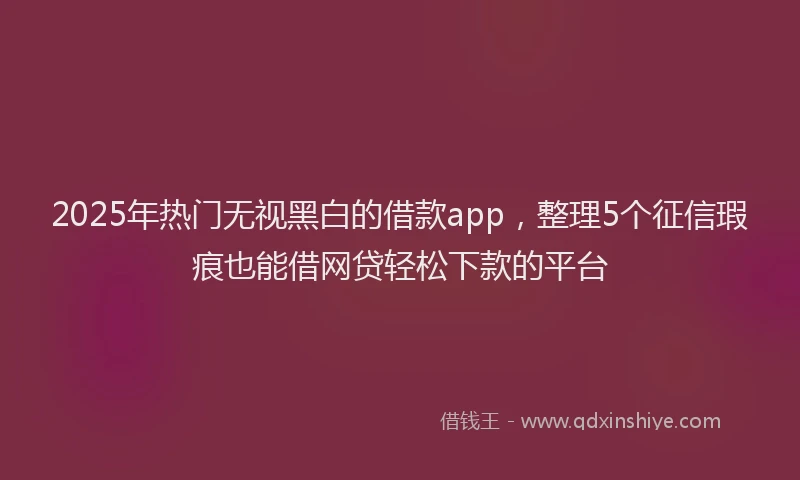 2025年热门无视黑白的借款app，整理5个征信瑕疵也能借网贷轻松下款的平台