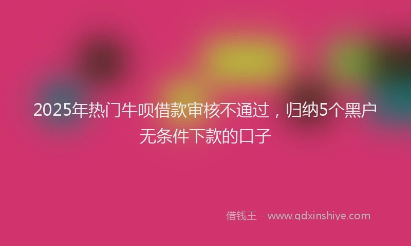 2025年热门牛呗借款审核不通过，归纳5个黑户无条件下款的口子