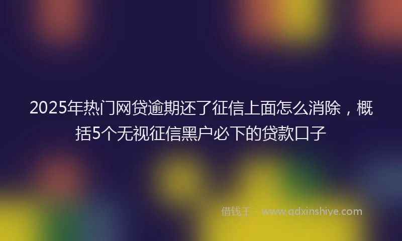 2025年热门网贷逾期还了征信上面怎么消除，概括5个无视征信黑户必下的贷款口子