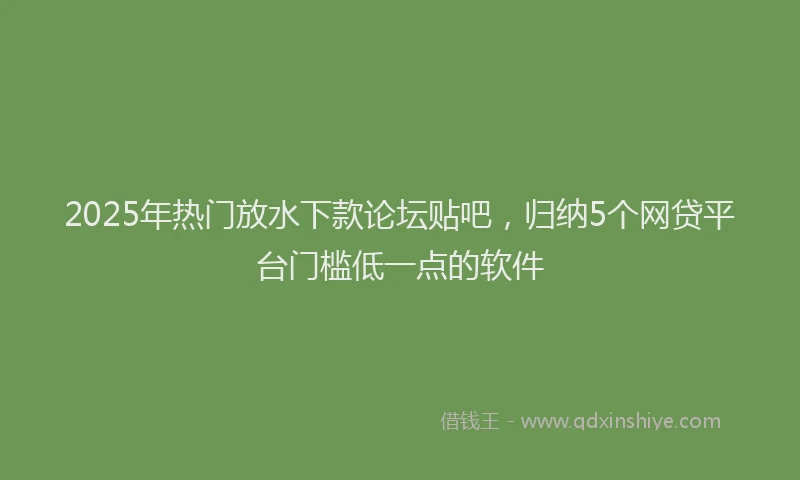 2025年热门放水下款论坛贴吧，归纳5个网贷平台门槛低一点的软件