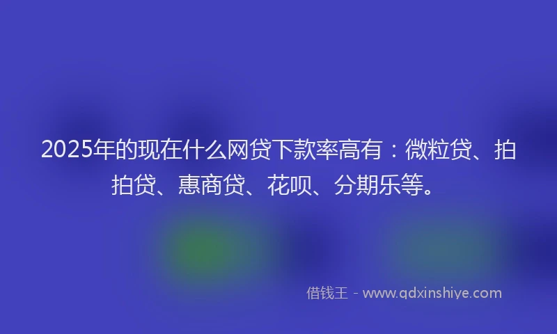 2025年的现在什么网贷下款率高有：微粒贷、拍拍贷、惠商贷、花呗、分期乐等。