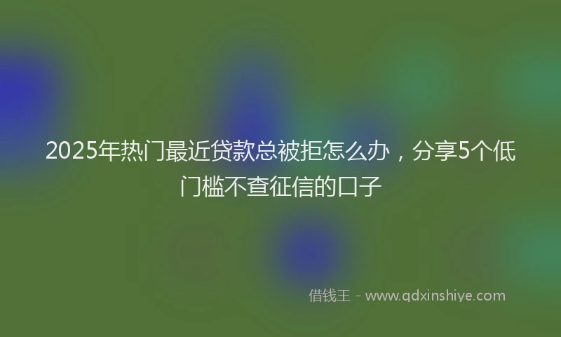 2025年热门最近贷款总被拒怎么办，分享5个低门槛不查征信的口子