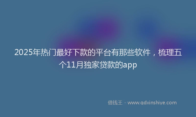 2025年热门最好下款的平台有那些软件，梳理五个11月独家贷款的app