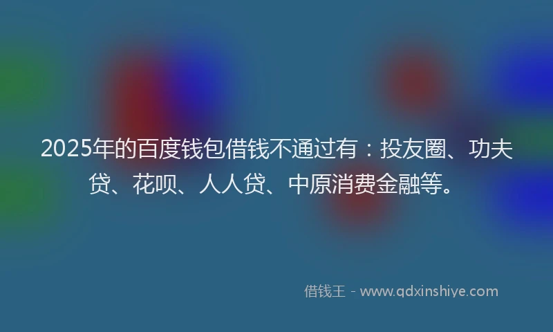 2025年的百度钱包借钱不通过有：投友圈、功夫贷、花呗、人人贷、中原消费金融等。