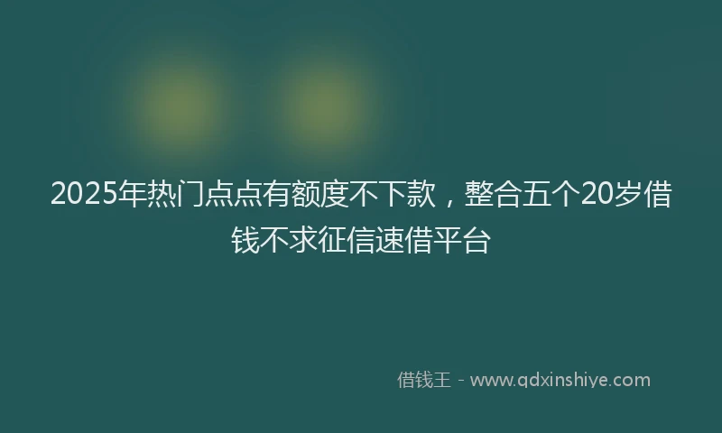 2025年热门点点有额度不下款，整合五个20岁借钱不求征信速借平台