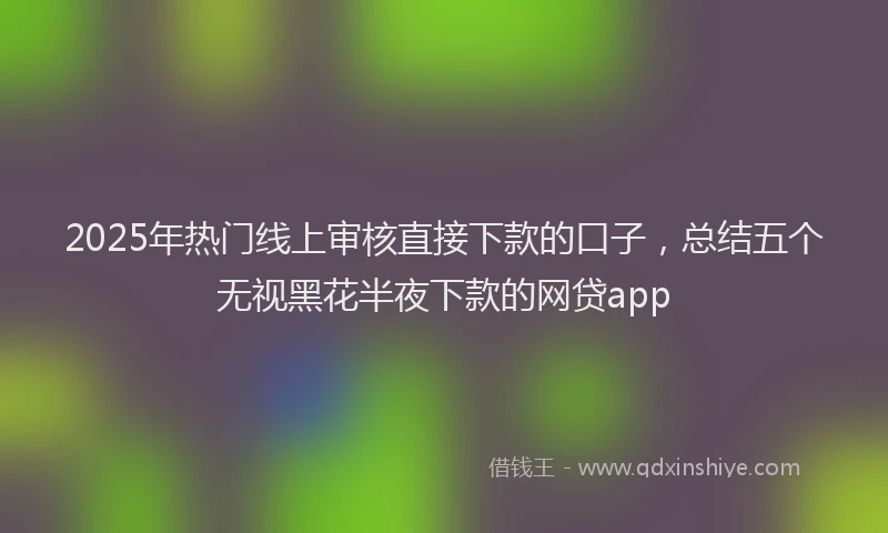 2025年热门线上审核直接下款的口子，总结五个无视黑花半夜下款的网贷app