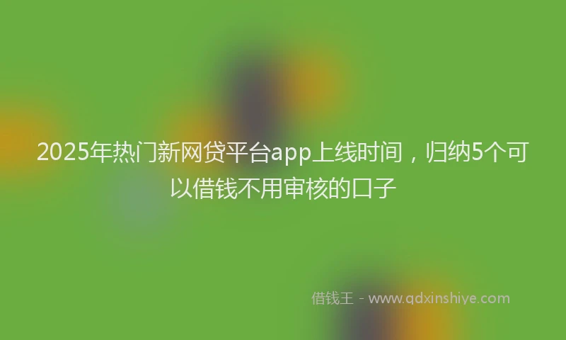 2025年热门新网贷平台app上线时间，归纳5个可以借钱不用审核的口子
