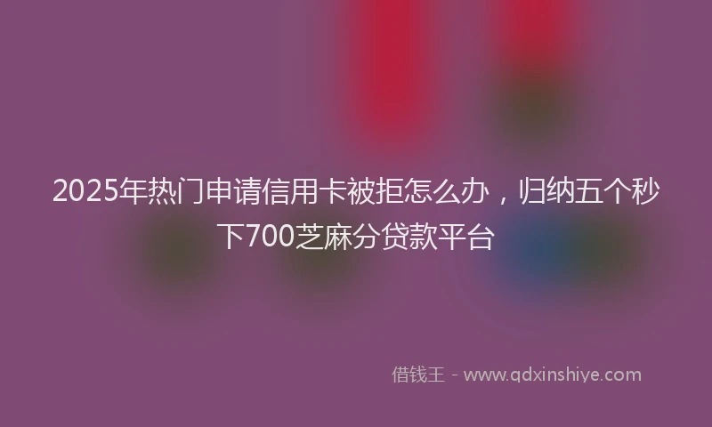 2025年热门申请信用卡被拒怎么办，归纳五个秒下700芝麻分贷款平台