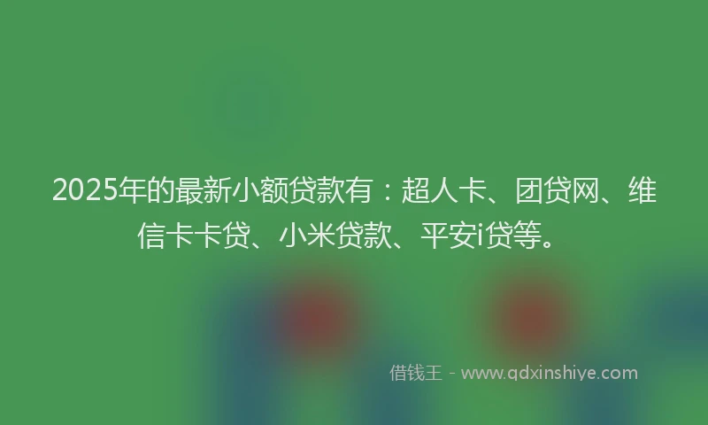 2025年的最新小额贷款有：超人卡、团贷网、维信卡卡贷、小米贷款、平安i贷等。