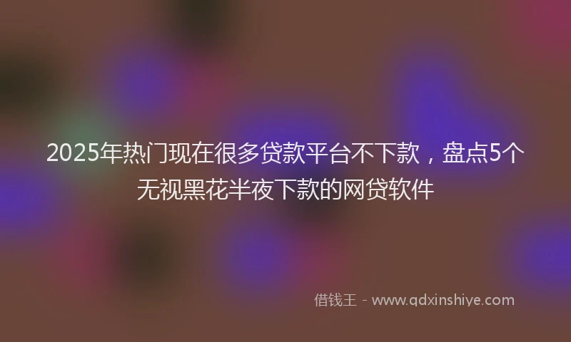 2025年热门现在很多贷款平台不下款，盘点5个无视黑花半夜下款的网贷软件