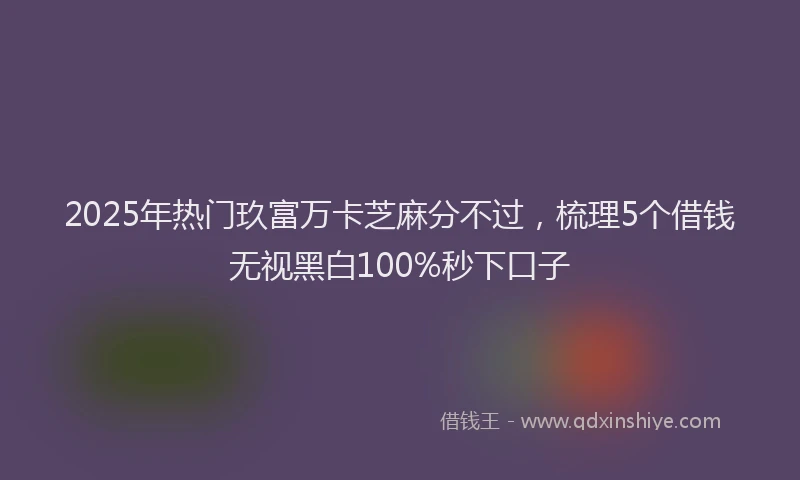 2025年热门玖富万卡芝麻分不过，梳理5个借钱无视黑白100%秒下口子