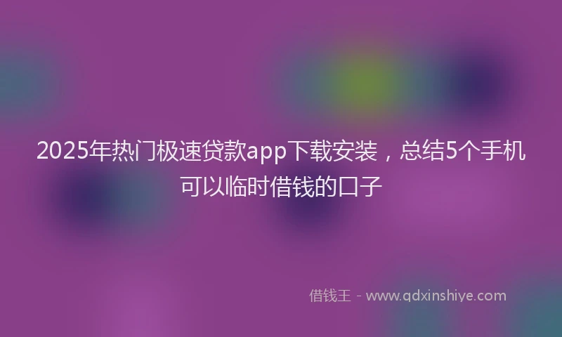 2025年热门极速贷款app下载安装，总结5个手机可以临时借钱的口子