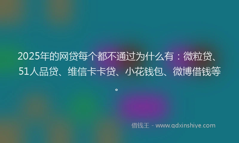 2025年的网贷每个都不通过为什么有：微粒贷、51人品贷、维信卡卡贷、小花钱包、微博借钱等。