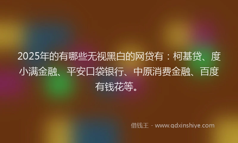 2025年的有哪些无视黑白的网贷有：柯基贷、度小满金融、平安口袋银行、中原消费金融、百度有钱花等。