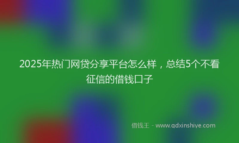 2025年热门网贷分享平台怎么样，总结5个不看征信的借钱口子