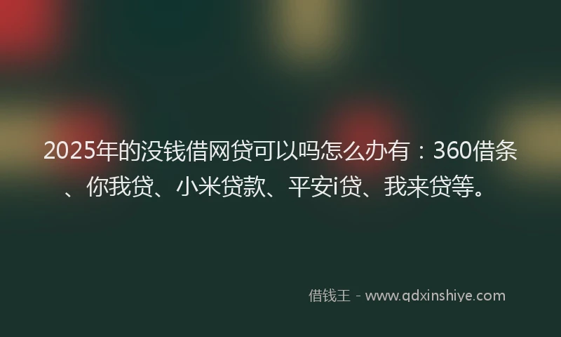 2025年的没钱借网贷可以吗怎么办有：360借条、你我贷、小米贷款、平安i贷、我来贷等。